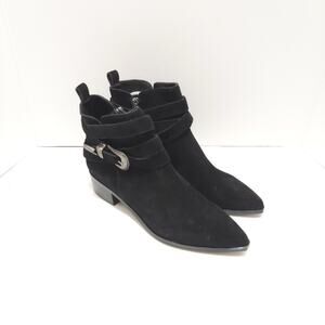 Marc Fisher Mlyandi Black Suede Western Booties Women's Size 7.5 Like New